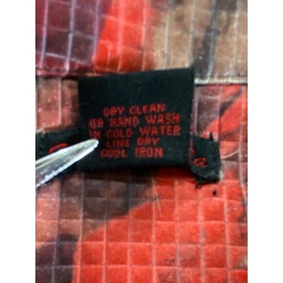 Sara Isabella Brown Red Floral Textured Squares Trucker Jacket Womens XL - Picture 3 of 10